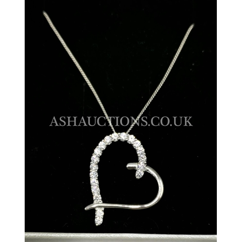 38 - PRESENTED AS A SILVER LADIES HEART PENDANT NECKLACE