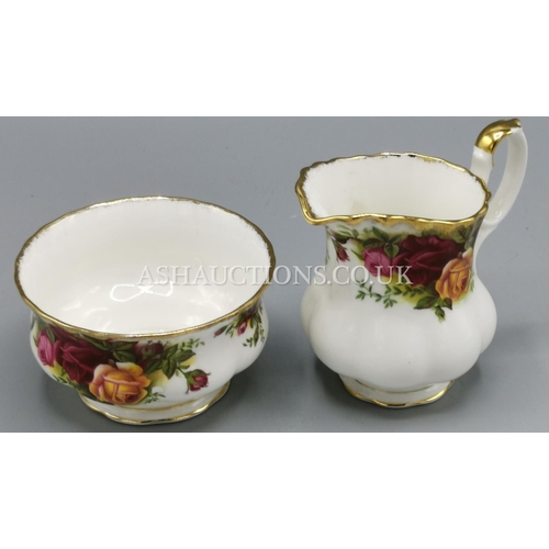 386 - ROYAL ALBERT CHINA CREAM And SUGAR IN THE OLD COUNTRY ROSES DESIGN