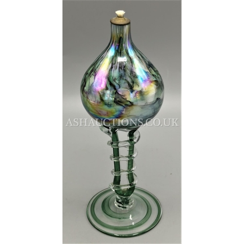 52 - ART GLASS OIL BURNER  (Please Note This Lot WILL NOT BE PACKED OR POSTED...PICK UP ONLY, AS IS !!! )