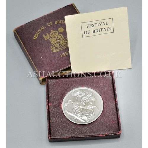 55A - 1951 FESTIVAL OF BRITAIN COIN (With Certificate)