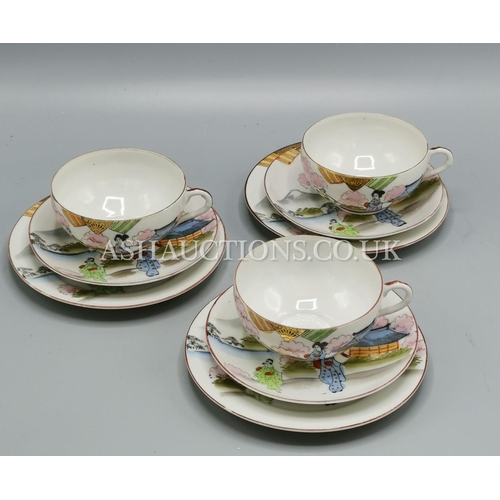 594 - JAPANESE PORCELAIN TRIOS (3)