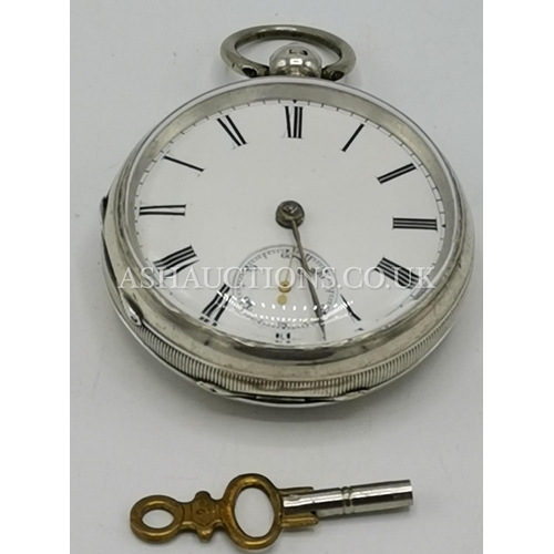 113 - PRESENTED AS A SILVER ENGLISH LEVER MOVEMENT ,BEETLE & POKER HANDS POCKET WATCH With KEY (Hallmarked... 