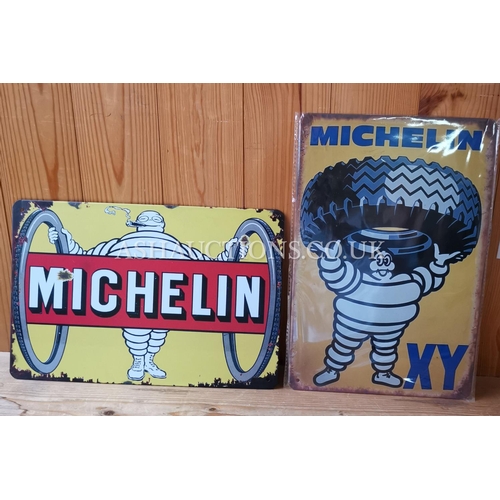 178 - TIN PLATE MICHELIN ADVERTISING SIGNS  (2)   (Please Note This Lot WILL NOT BE PACKED OR POSTED...PIC... 