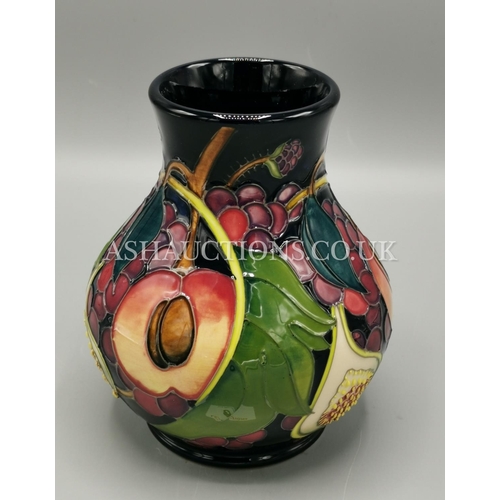 225 - MOORCROFT 15cm VASE (Shape 869/6)  IN THE QUEENS CHOICE DESIGN. By Designer Emma Bossons. R.R.P. £46... 