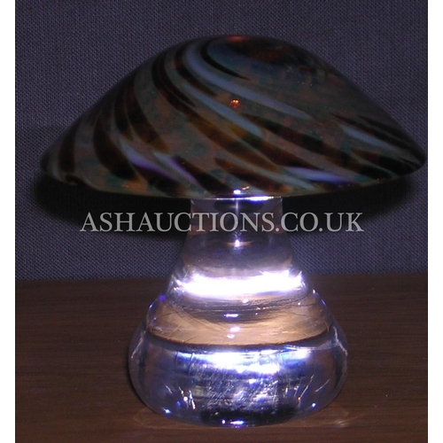 298 - COLOURED GLASS MUSHROOM PAPERWEIGHT