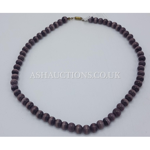 572 - PURPLE GLASS BEAD NECKLACE