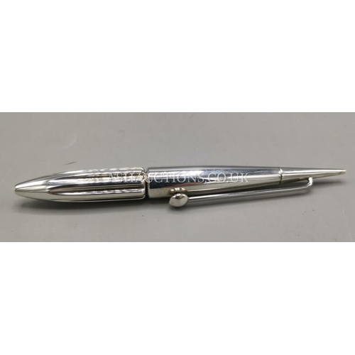 61 - PRESENTED AS A SILVER BALLPOINT PEN 
Foreign Hallmarks , Hard To Read, But Tests Silver Possibly Dan... 