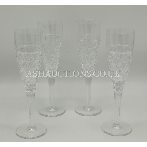 340A - ROYAL DOULTON CRYSTAL CHAMPAGNE FLUTES (4)