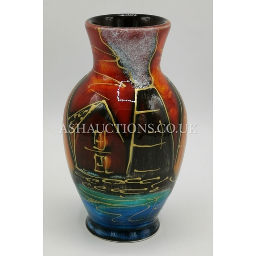 1022 - ANITA HARRIS ART POTTERY BOTTLE KILN VASE (Signed In Gold)