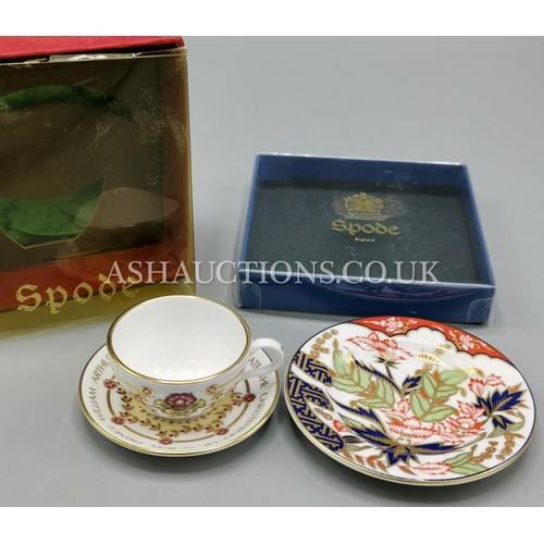 656 - SPODE CHINA Miniature CUP & SAUCER (Made For Prince William Christening 1982.) Plus SPODE CHINA Mini... 