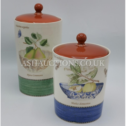 784 - WEDGWOOD CHINA 21cm And 17cm LIDDED JARS IN THE SARAHS GARDEN DESIGN