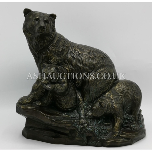 785 - CERAMIC 25cm x 26cm MODEL OF BEARS (Dated 1996)