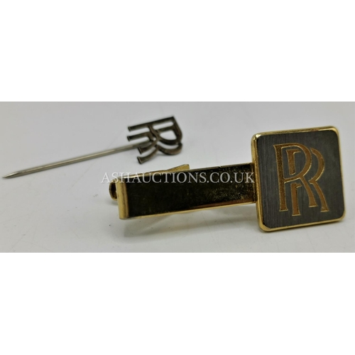 809 - PRESENTED AS A SILVER ROLLS ROYCE TIE PIN Plus ONE OTHER ROLLS ROYCE TIE PIN