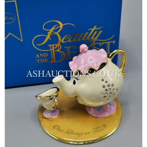 120 - ENAMELED METAL HINGED LIDDED TRINKET BOX IN THE FORM OF A Mrs P OTTS & CHIP FROM DISNEY'S 