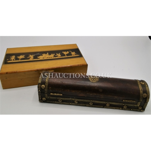 193 - INLAID JEWELLERY BOX & PENCIL BOX