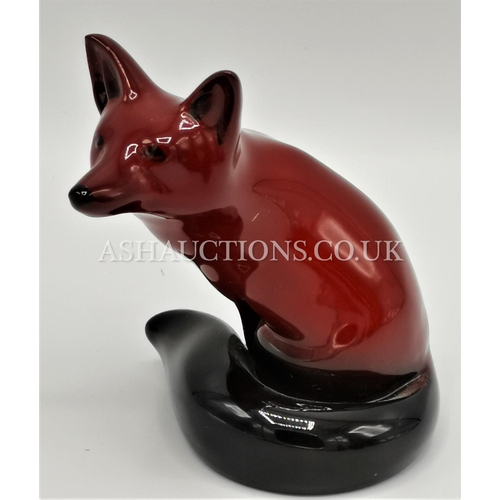 276 - ROYAL DOULTON 11cm FLAMBE MODEL OF A SEATED FOX (Some Fine Marks)