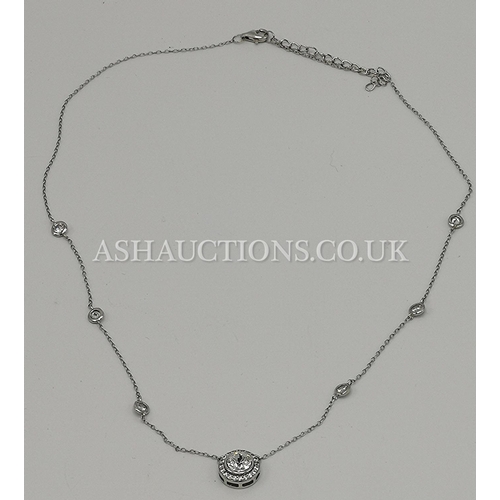 303 - PRESENTED AS A STERLING SILVER & CZ STONE SET NECKLACE