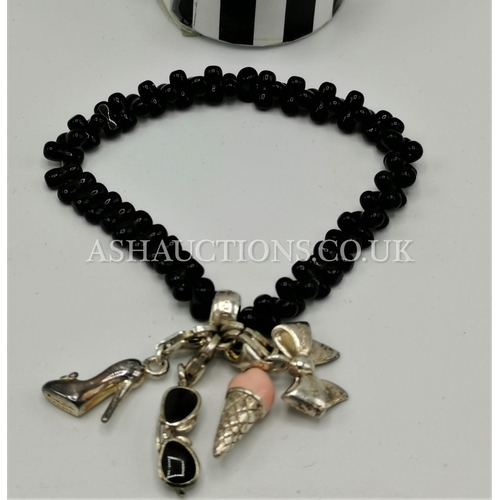 384 - PRESENTED AS A SILVER THOMAS SABO BEAD BRACELET WITH FOUR (Hallmarked) CHARMS  (Boxed)