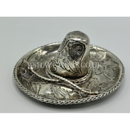 403 - PRESENTED AS A SILVER  (Hallmarked) MODEL OF A MEXICAN SOMBRERO