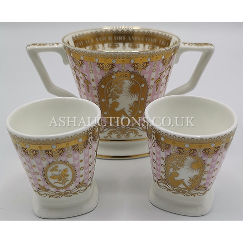 983 - WEDGWOOD CHINA WILLIAM EDWARDS LOVING CUP & 2 EGG CUPS