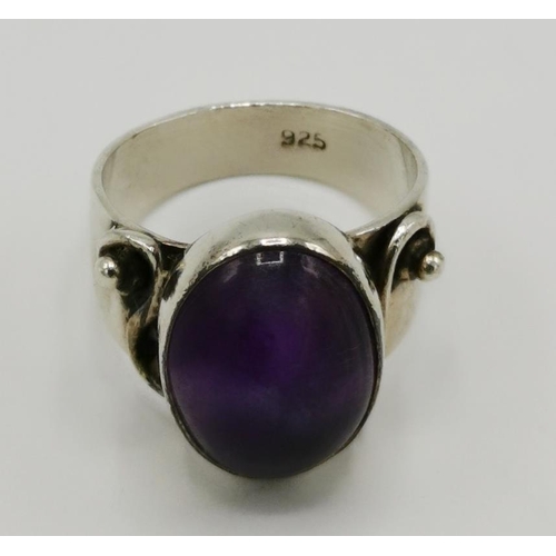 1199 - PRESENTED AS A SILVER (925) AMETHYST STONE SET RING (Weight 6.8 Grams)