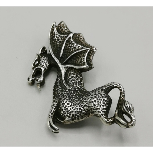 1201 - PRESENTED AS A SILVER DRAGON BROOCH (Import Marks For London 1993 And 925) (Weight 8.5 Grams)