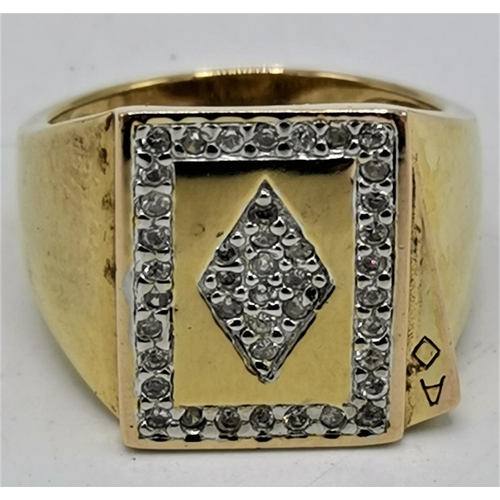 1204 - PRESENTED AS A GILDED SILVER (925) RING WITH 42 CLEAR STONES (Weight 6.8 Grams)