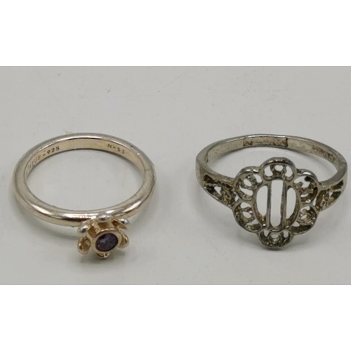 1210 - PRESENTED AS TWO SILVER (925) STONE SET RINGS (Weight 4.9 Grams)