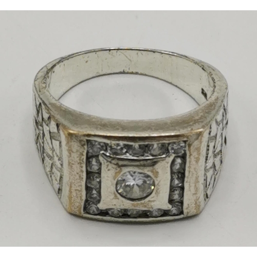 1212 - PRESENTED AS A SILVER (925) RING With CLEAR STONES (Weight 10.9 Grams)