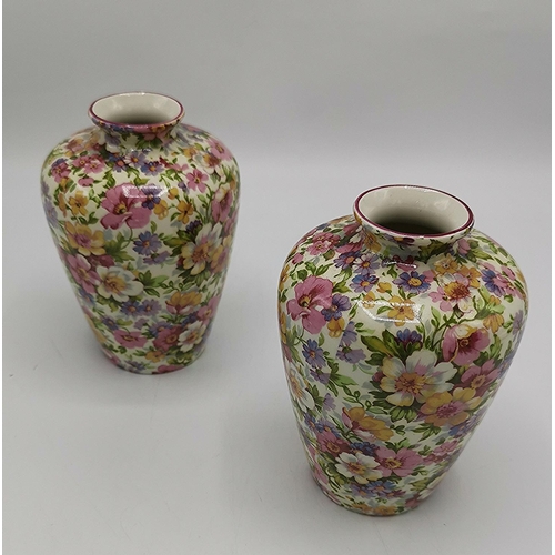 1666 - OLD FOLEY (James Kent) CHINA CHINTZ VASES (2)