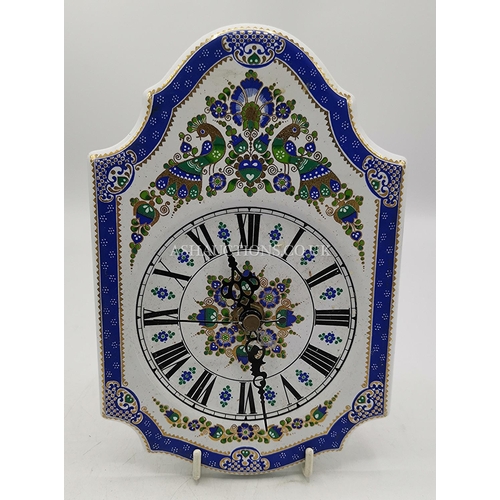 493 - AUSTRIAN ENAMEL WALL CLOCK c1950s (Found To Be Running When Photographed)