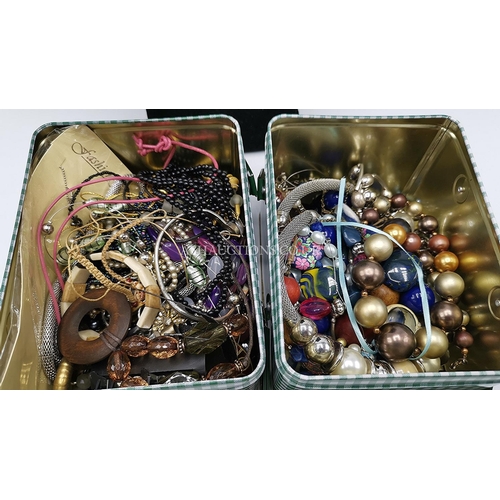501 - TINS (2) CONTAINING A Large Qty Of COSTUME JEWELLERY (As Found)