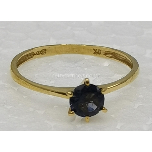 508 - PRESENTED AS A 9ct GOLD RING With IOLITE SOLITAIRE (Size O-P ,Weight 1.00 Grams )