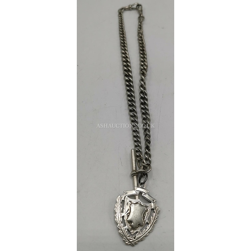 520 - PRESENTED AS A VICTORIAN SILVER DOUBLE ALBERT & FOB c1900 (Weight 66 Grams)