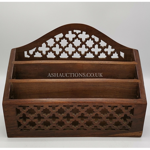 530 - WOODEN PIERCED LETTER RACK