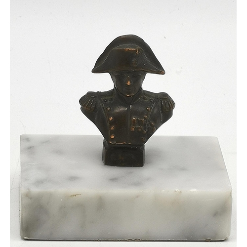 765A - BRONZE Small BUST OF NAPOLEAN MOUNTED ON A MARBLE BASE
