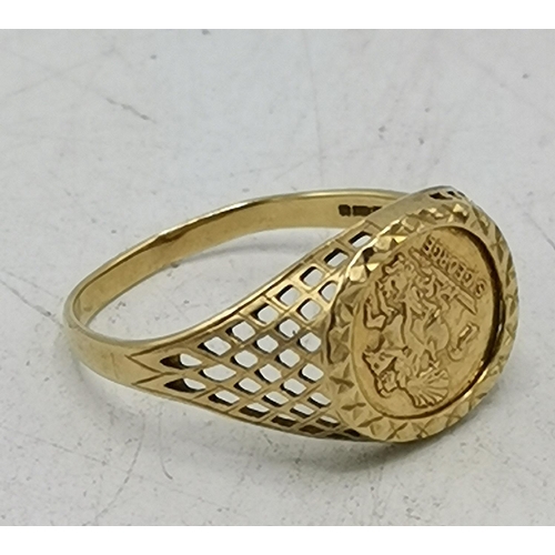 790A - PRESENTED AS A 9ct GOLD With ST GEORGE AND THE DRAGON (Size O.Weight 1.7 Grams)  (Boxed)