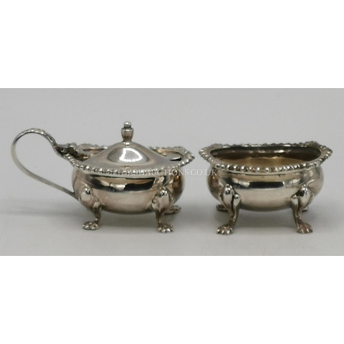 1009 - SALT And MUSTARD POTS (Hallmarked For Sheffield 1920) By Roberts & Belk  (Weight Approx 108 Grams)
(... 