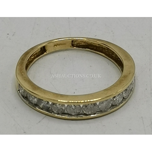 1072 - PRESENTED AS A 9ct GOLD  (375) STONE SET ETERNITY RING (Size J/K,Weight 1.5 Grams)