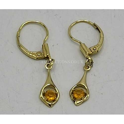 1077 - PRESENTED AS A PAIR OF 14ct ROLLED GOLD STONE SET EARRINGS (Weight 1.4 Grams)