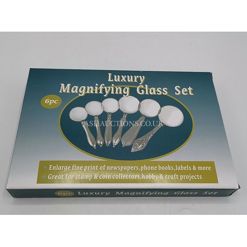 1081 - BOXED SET OF SIX MAGNIFYING GLASSES (As New,All With Different Strengths)