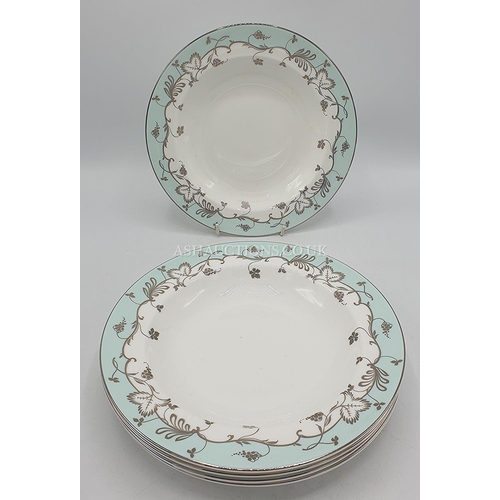 1099 - WEDGWOOD CHINA 23cm Dia RIMMED SOUPS IN THE FLOURISH ROBINS DESIGN