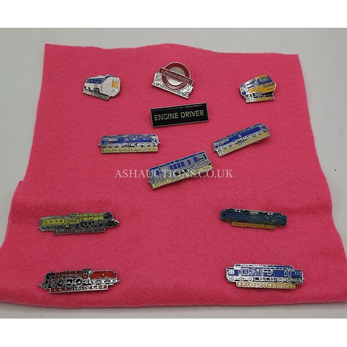 1180 - ENAMEL TRAIN BADGES (10)