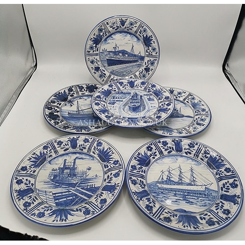 1182 - ITALIAN NAVAL (Hand Painted) 24cm Dia PLATES (6) (Limited Edition)