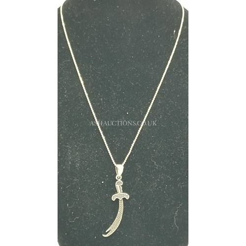 1198 - PRESENTED AS A SILVER (925) SWORD PENDANT On SILVER 42cm NECK CHAIN (Weight 5.3 Grams)