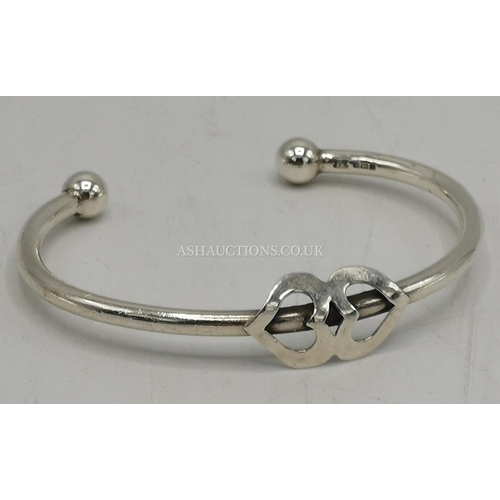 1214 - PRESENTED AS A SOLID SILVER (Hallmarked) TORQUE BANGLE  (Weight 23.5 Grams)