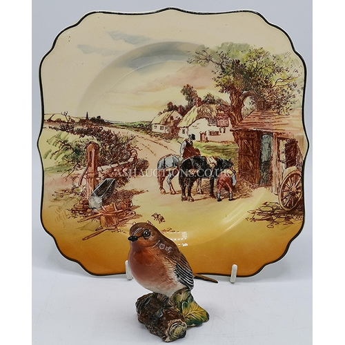 1224 - ROYAL DOULTON SERIES WARE PLATE TOGETHER WITH A BESWICK MODEL OF A ROBIN