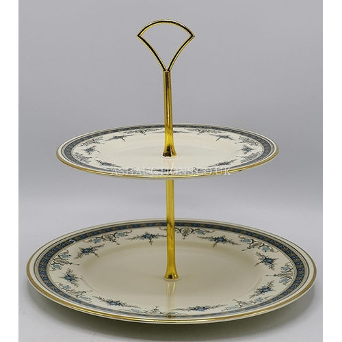 442 - MINTON CHINA TWO TIER CAKE STAND IN THE GRASMERE DESIGN