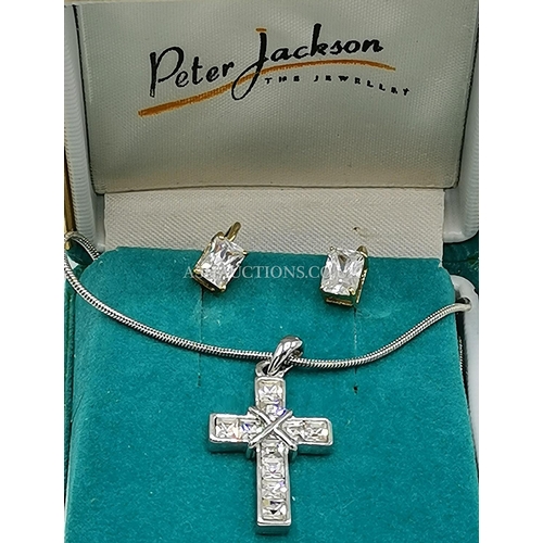 450 - CROSS PENDANT On CHAIN Plus EARRINGS