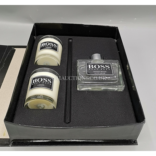 466 - HUGO BOSS (Boxed Set Of Two) CANDLES & DIFFUSER With STICKS